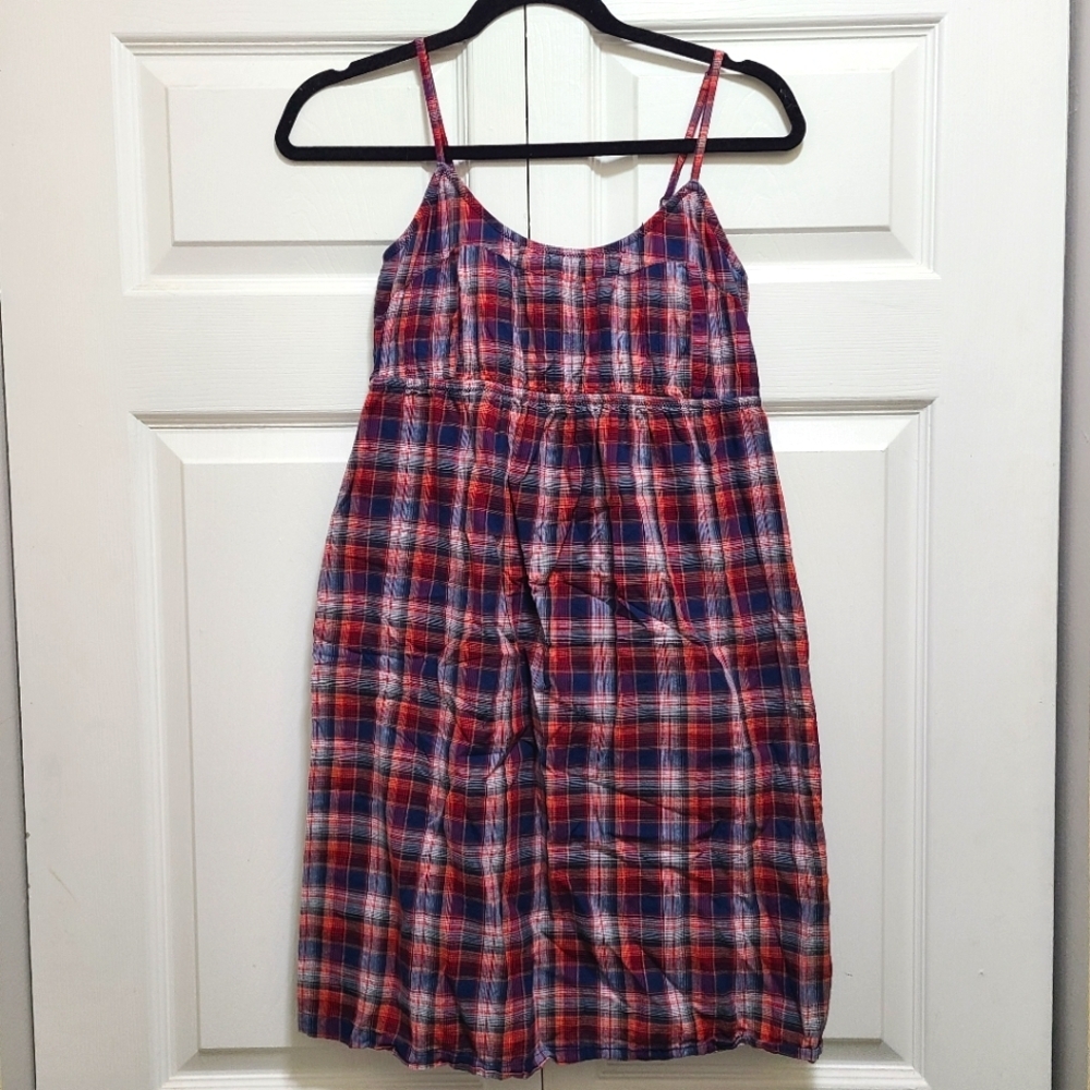 Y2K Motherhood Maternity DRESS Plaid babydoll fit and flare trendy
